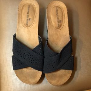 Black and Cork Wedge Sandals | Sz: 8.5
